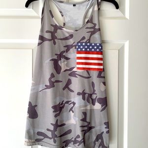 Camo Racerback Tank With American 🇺🇸